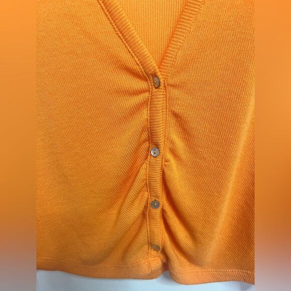 Zara orange ribbed knit cardigan V-neck and button-down front Size S - Picture 7 of 7